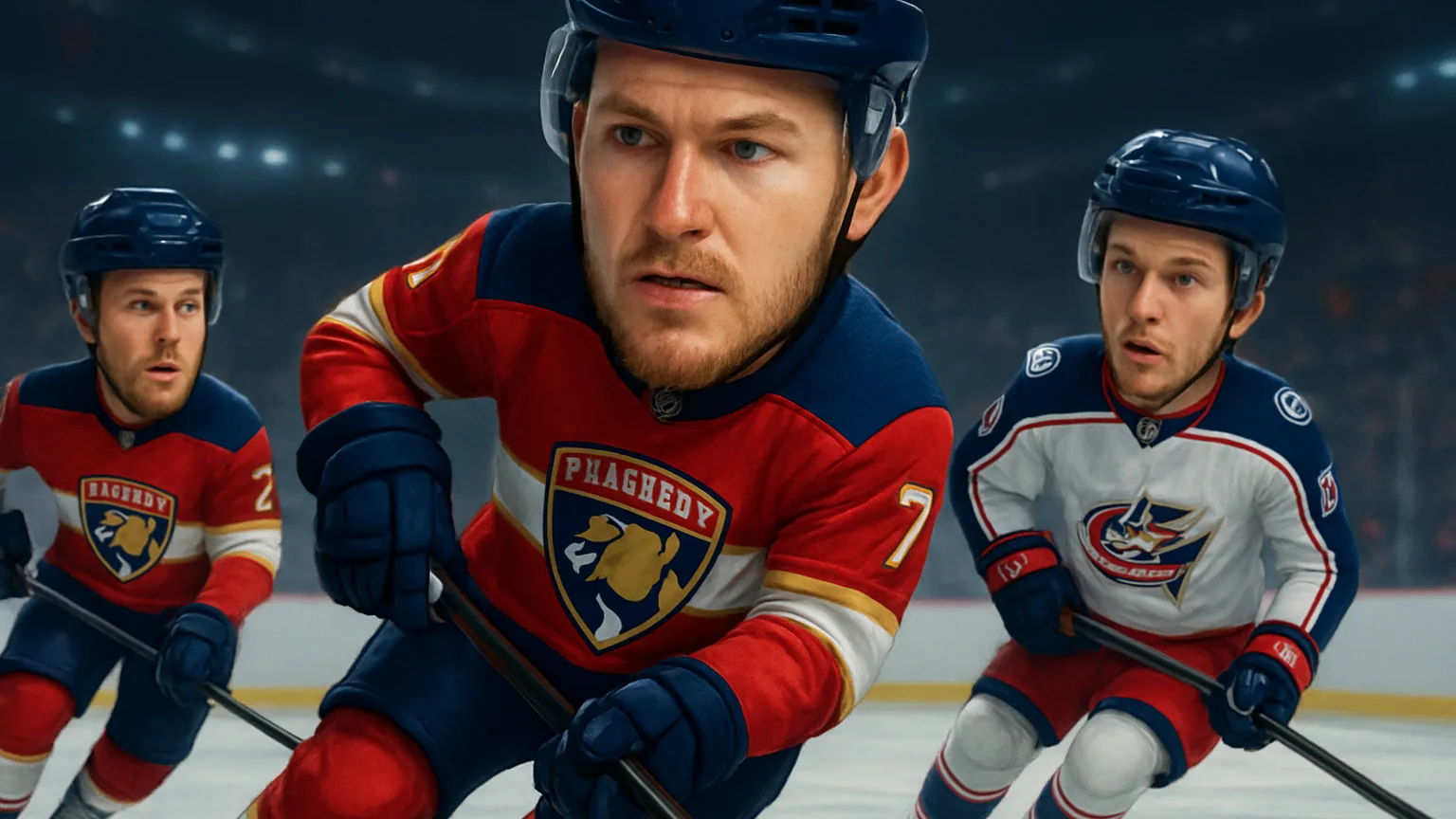 Illustration for: Tkachuk brothers lead Panthers past Blue Jackets in 7-3 win