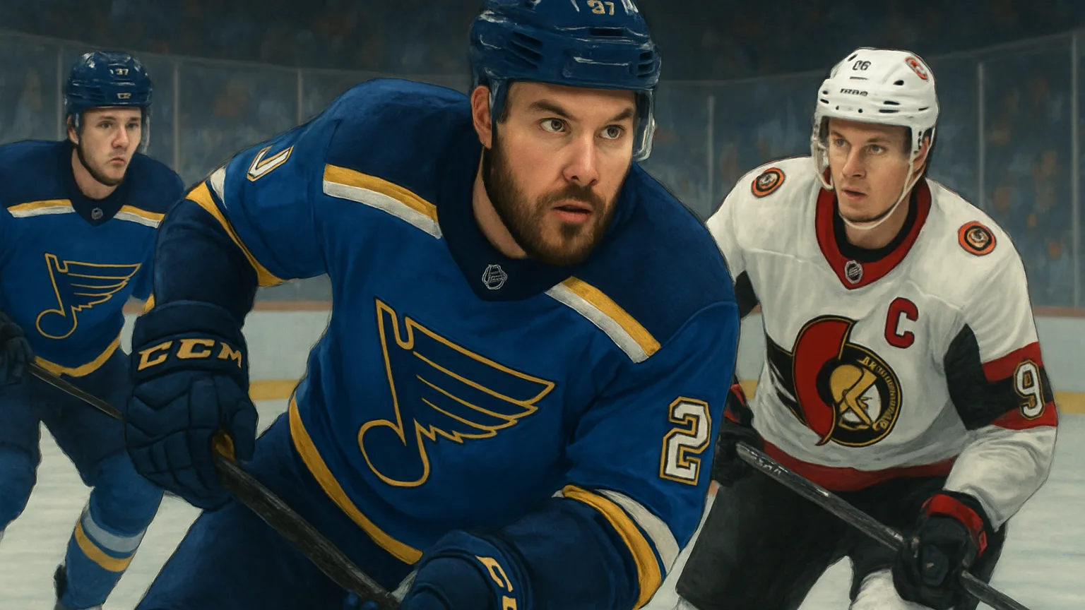 Illustration for: Blues rout Senators 7-2, ending Ottawa's three-game win streak