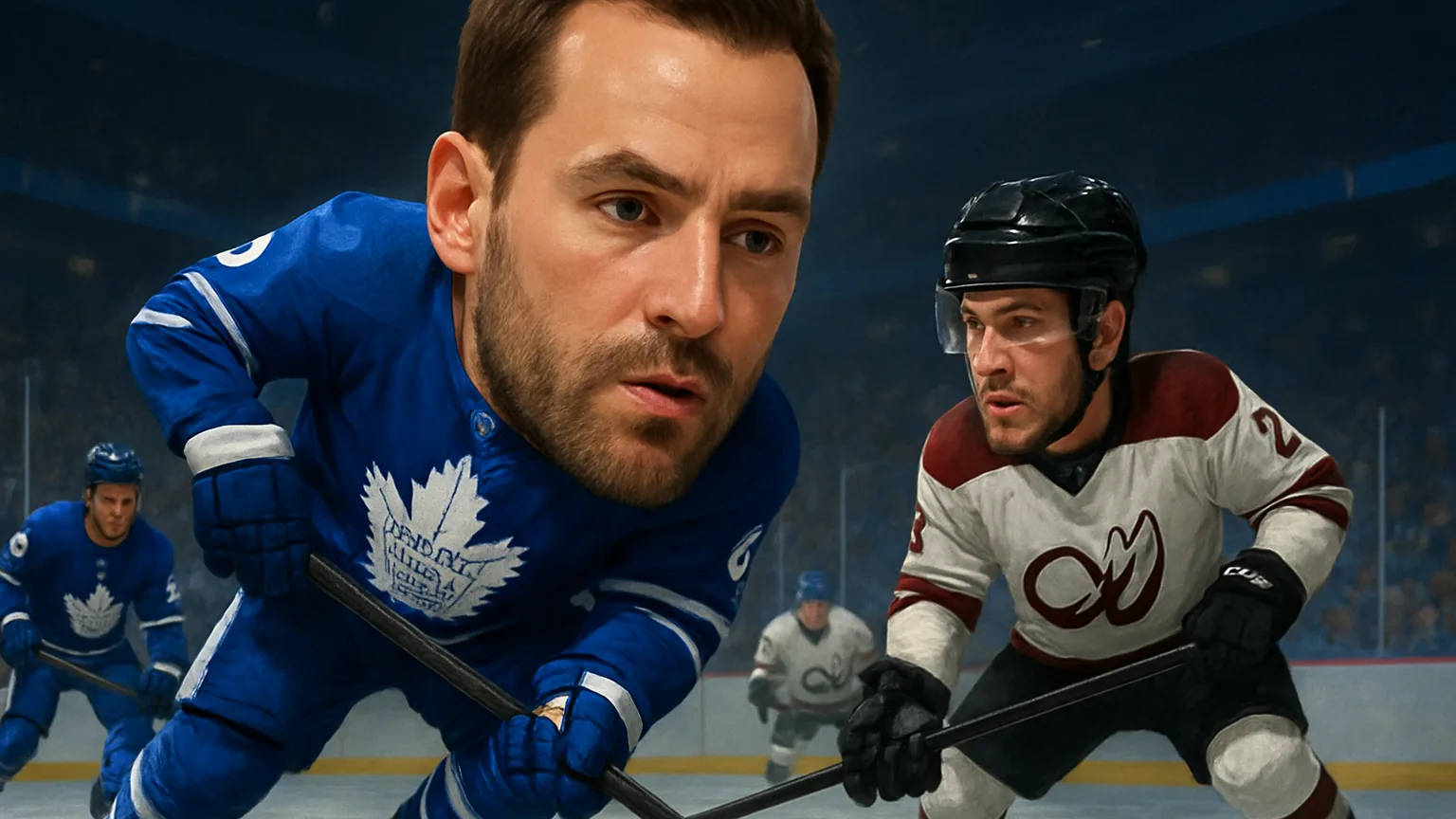 Illustration for: Maple Leafs fall 5-4 to Mammoth, finish road trip with three of six points